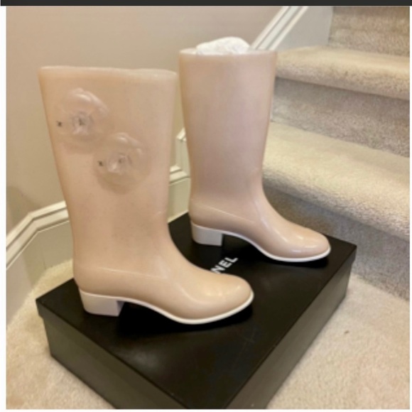 CHANEL Shoes - RARE‼️ Chanel Camellia Rain Boots.